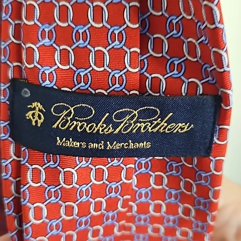 Brooks Brothers Red Geometric Print Silk Tie EUC